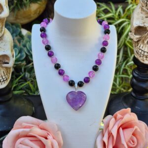 Collar Corazon de Piedra Violeta