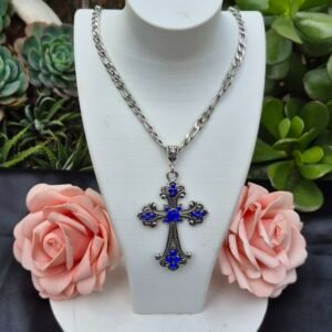Collar Cruz Barroca Piedras Azules