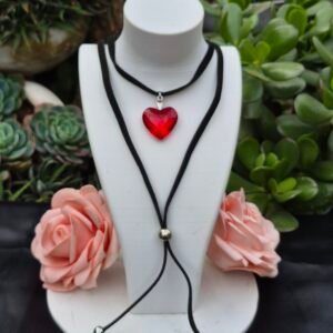 Collar Corazón de Vidrio Rojo