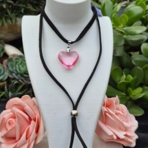 Collar Corazón de Vidrio Rosa
