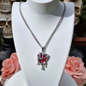 Collar Gótico Corazón Encadenado Rojo