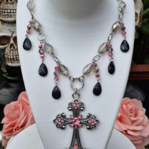 Collar Cruz del Abismo Rosa